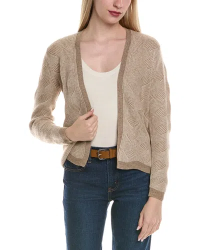 Sofiacashmere Two Tone Brioche Cable Wool & Cashmere-blend Cardigan In Brown