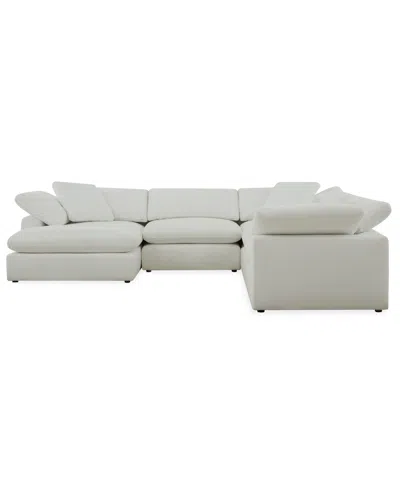 Macy's Furniture Fog 5-pc. Fabric Chaise L-sectional Sofa Set In White
