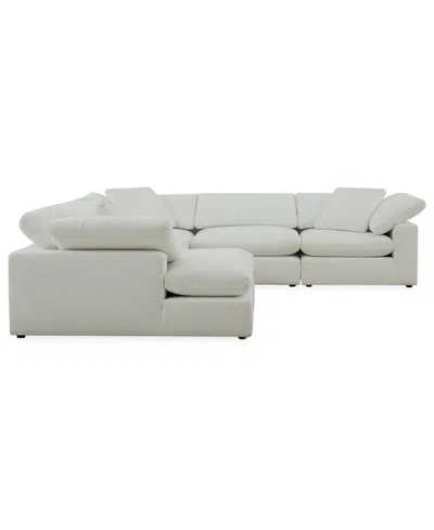 Macy's Furniture Fog 5-pc. Fabric Chaise L-sectional Sofa Set In White