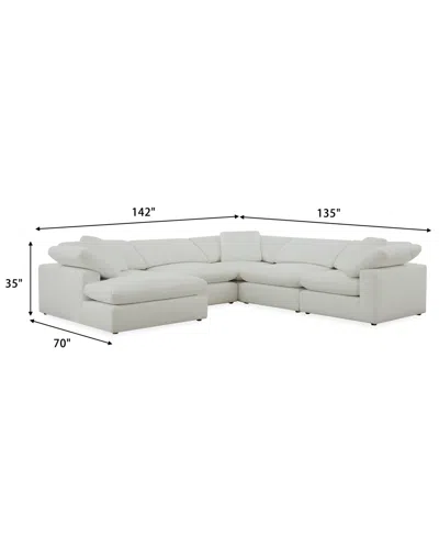 Macy's Furniture Fog 5-pc. Fabric Chaise L-sectional Sofa Set In White