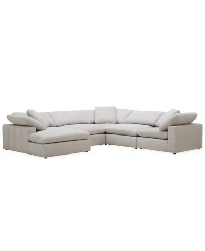 Macy's Furniture Fog 5-pc. Fabric Chaise L-sectional Sofa Set In White