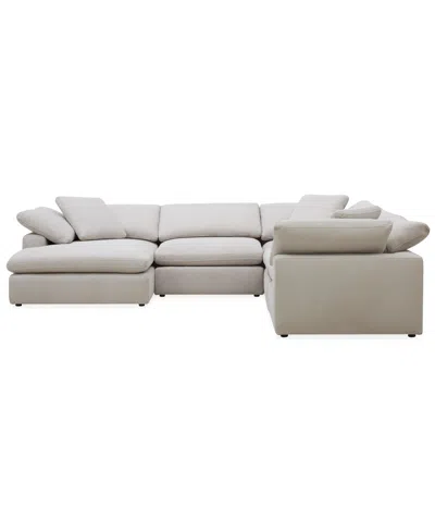 Macy's Furniture Fog 5-pc. Fabric Chaise L-sectional Sofa Set In White