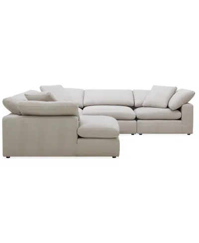 Macy's Furniture Fog 5-pc. Fabric Chaise L-sectional Sofa Set In White