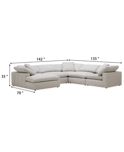 Macy's Furniture Fog 5-pc. Fabric Chaise L-sectional Sofa Set In White