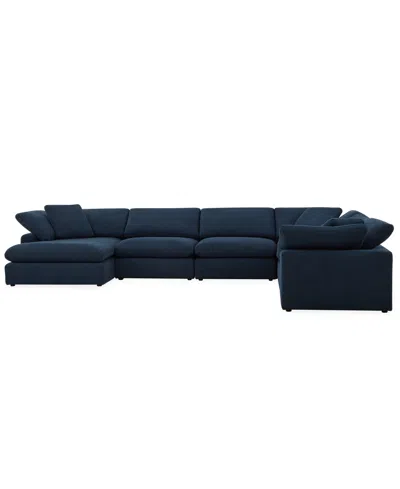 Macy's Furniture Fog 6-pc. Fabric Chaise Sectional Sofa Set In Blue