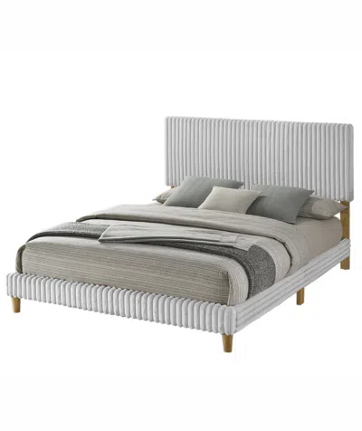 Best Quality Furniture Twin Size Corduroy Velvet Panel Bed In Gray