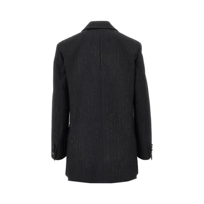 Max Mara Maxmara Appia Double Breasted Blazer In Wool And Sequins In Black