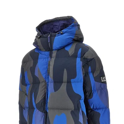 Ea7 Camouflage Ripstop Padded Jacket In Blue
