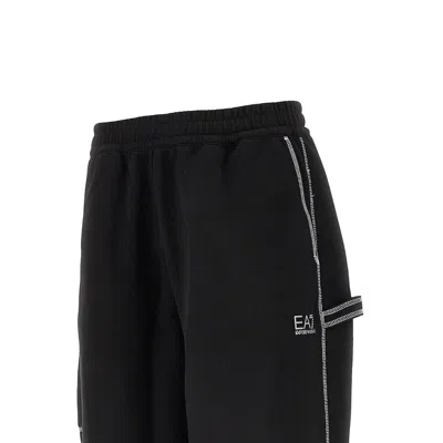 Ea7 Contrast-trim Joggers In Black