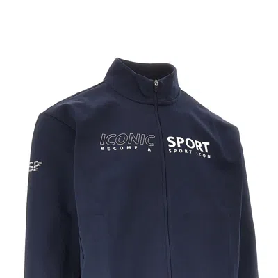 Ea7 Technical Fabric Full-zip Sweatshirt In Blue