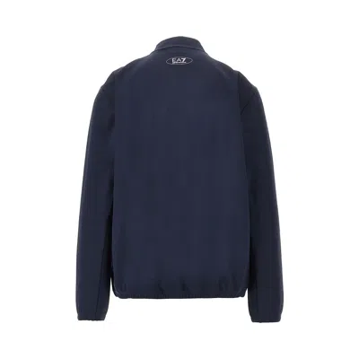 Ea7 Technical Fabric Full-zip Sweatshirt In Blue