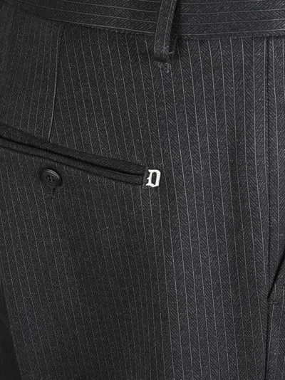 Dondup Pinstripe-pattern Trousers In Black