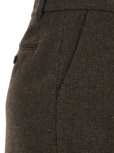 Dunst Brown Skirt With Rear Single Vent And All-over Check Motif In Wool Blend Woman In Brown