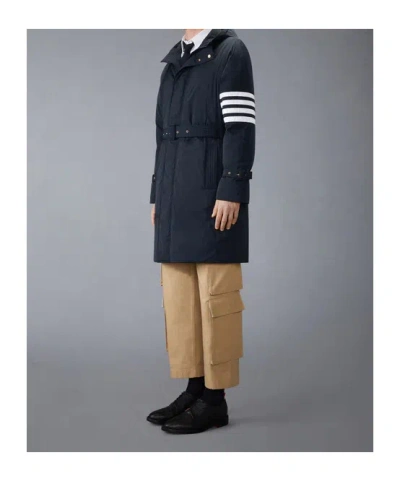 Thom Browne Belted Down Parka In Blue