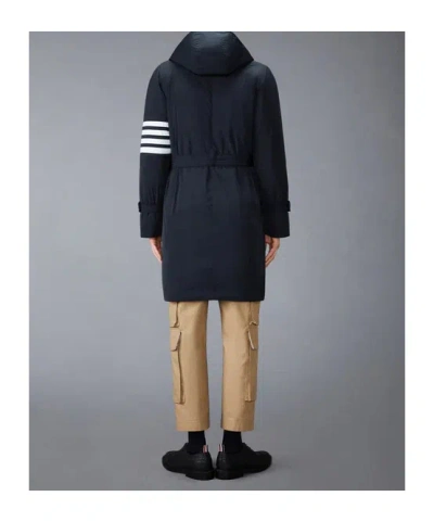 Thom Browne Belted Down Parka In Blue