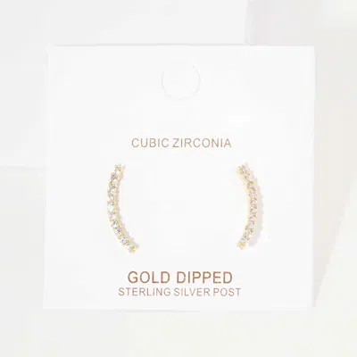 Fashnzfab Gold Dipped Cz Drop Sterling Silver Post Earrings - Gold In Gold