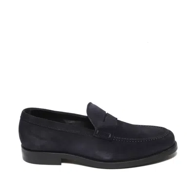 Rossano Bisconti Moccasin With Mask In Soft Blue Suede In Blue