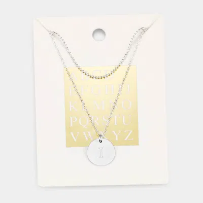 Fashnzfab -i- Initial Monogram Round Metal Pendant Necklace In Metallic