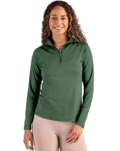 Cutter & Buck Coastline Epic Comfort Recycled Women's Quarter Zip In Green