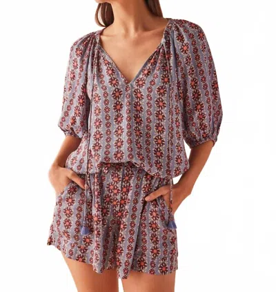 Omika Isla V-neck Blouse In Omari Hibiscus In Multi