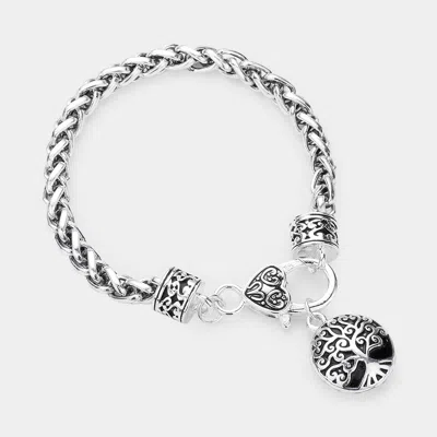 Fashnzfab Antique Metal Tree Of Life Charm Bracelet In Metallic