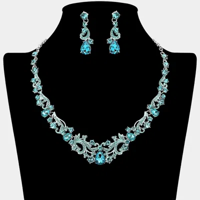 Fashnzfab Elegant Teardrop Stone Cluster Accent Rhinestone Embellished Necklace In Multi