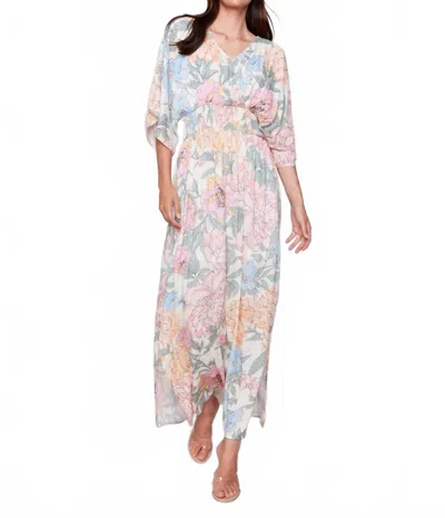 Charlie B Printed Dolman Sleeve Maxi Dress With Side Slits In Dahlia In Multi