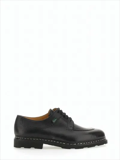 Paraboot Smooth Leather Dress Shoes With Classic Detailing In Black