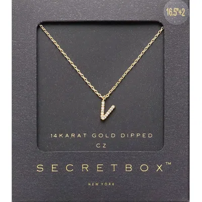 Fashnzfab -v- Secret Box _ 14k Gold Dipped Cz Initial Monogram Pendant Necklace In Gold