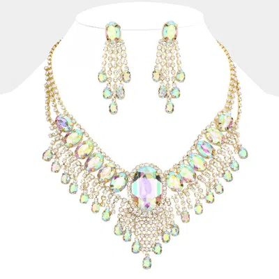 Fashnzfab Glass Stone Ephemeral Wings Necklace In Gold