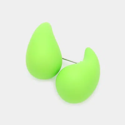 Fashnzfab Matte Teardrop Earrings - Green In Green