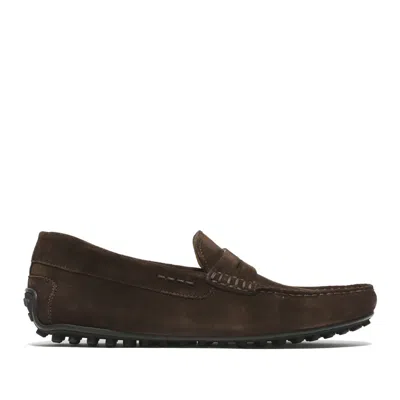 Rossano Bisconti Moccasin In Soft Ebony Suede In Brown