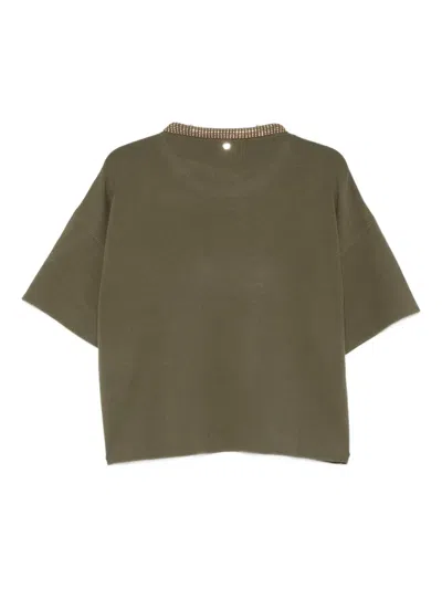 Liu •jo Embellished Short-sleeved Top In Green