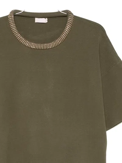 Liu •jo Embellished Short-sleeved Top In Green