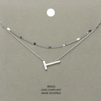 Fashnzfab -t- Initial Monogram Brass Metal Necklace In Multi