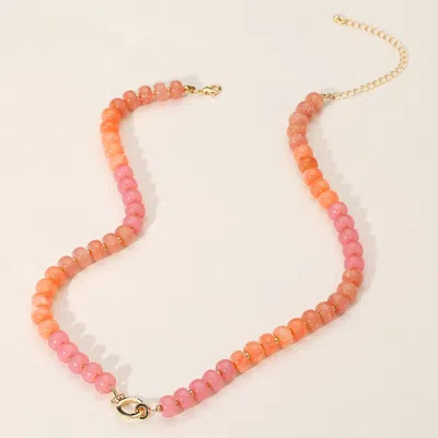 Fashnzfab Marbled Beaded Clasp Accent Necklace In Multi