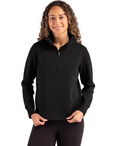 Cutter & Buck Roam Epic Versatility Recycled Womens Quarter Zip Pullover In Black
