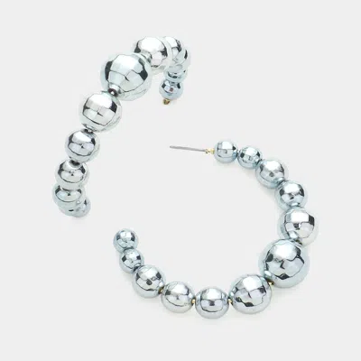 Fashnzfab Disco Ball Cluster Hoop Earrings - Gray In Gray