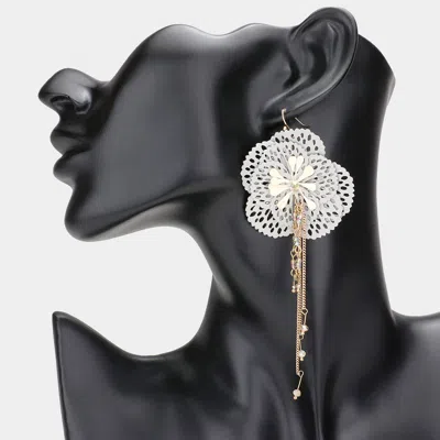 Fashnzfab Cutout Bloom Flower Drop Chain Dangle Earrings - Gray In Brown