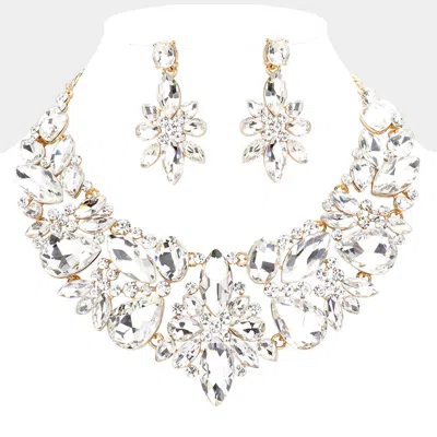 Fashnzfab Multi Stone Cluster Evening Necklace In Multi