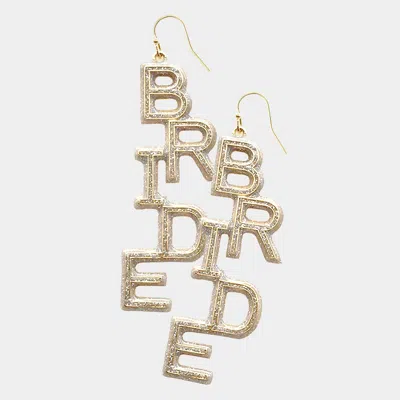 Fashnzfab Bride Message Drop Down Earrings - Silver In Gold