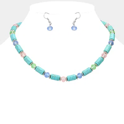 Fashnzfab Natural Stone Necklace In Blue