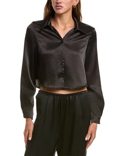 Luxe Always Satin Crop Blouse In Black