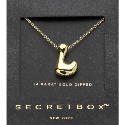 Fashnzfab Secret Box_ -l- 14k Gold Dipped Bubble Initial Monogram Pendant Necklace In Gold