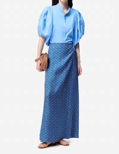 Vanessa Bruno Frika Silk Blend Skirt In Navy Blue In Blue