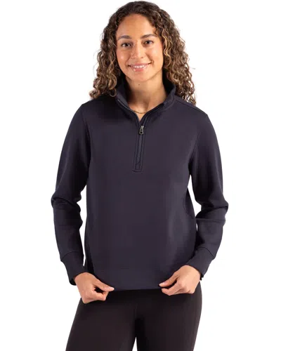Cutter & Buck Roam Epic Versatility Recycled Womens Quarter Zip Pullover In Blue