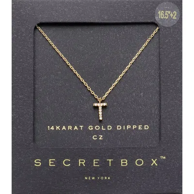 Fashnzfab -t- Secret Box _ 14k Gold Dipped Cz Initial Monogram Pendant Necklace In Gold