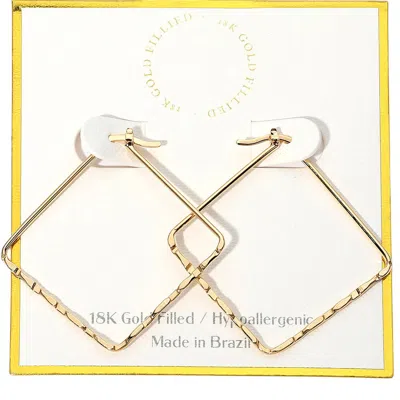 Fashnzfab 18k Gold Filled Hypoallergenic Square Pin Catch Hoop Earrings - Gold In Gold