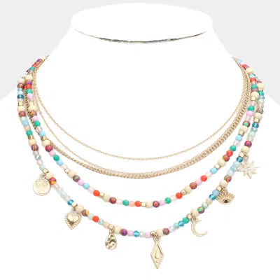 Fashnzfab Tree Of Life Heart Teardrop Crescent Moon Evil Eye North Star Pendant Station Multi Layered Necklace In Multi