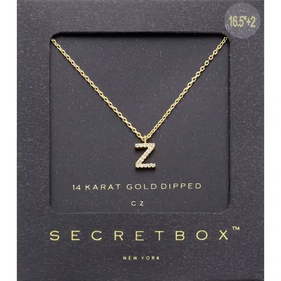 Fashnzfab -z- Secret Box _ 14k Gold Dipped Cz Initial Monogram Pendant Necklace In Gold
